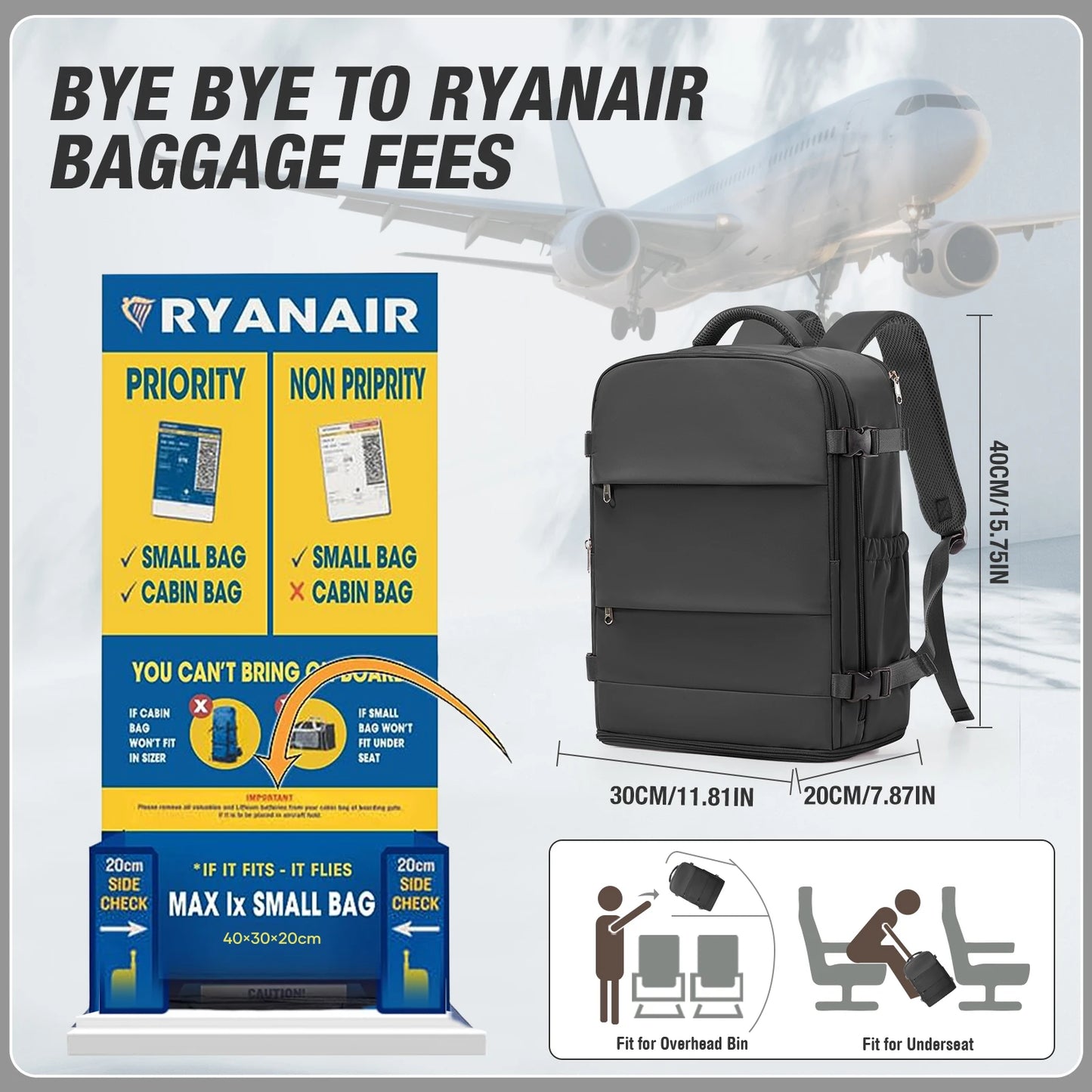 Waterproof Business & Travel Laptop Backpack (40x20x25)