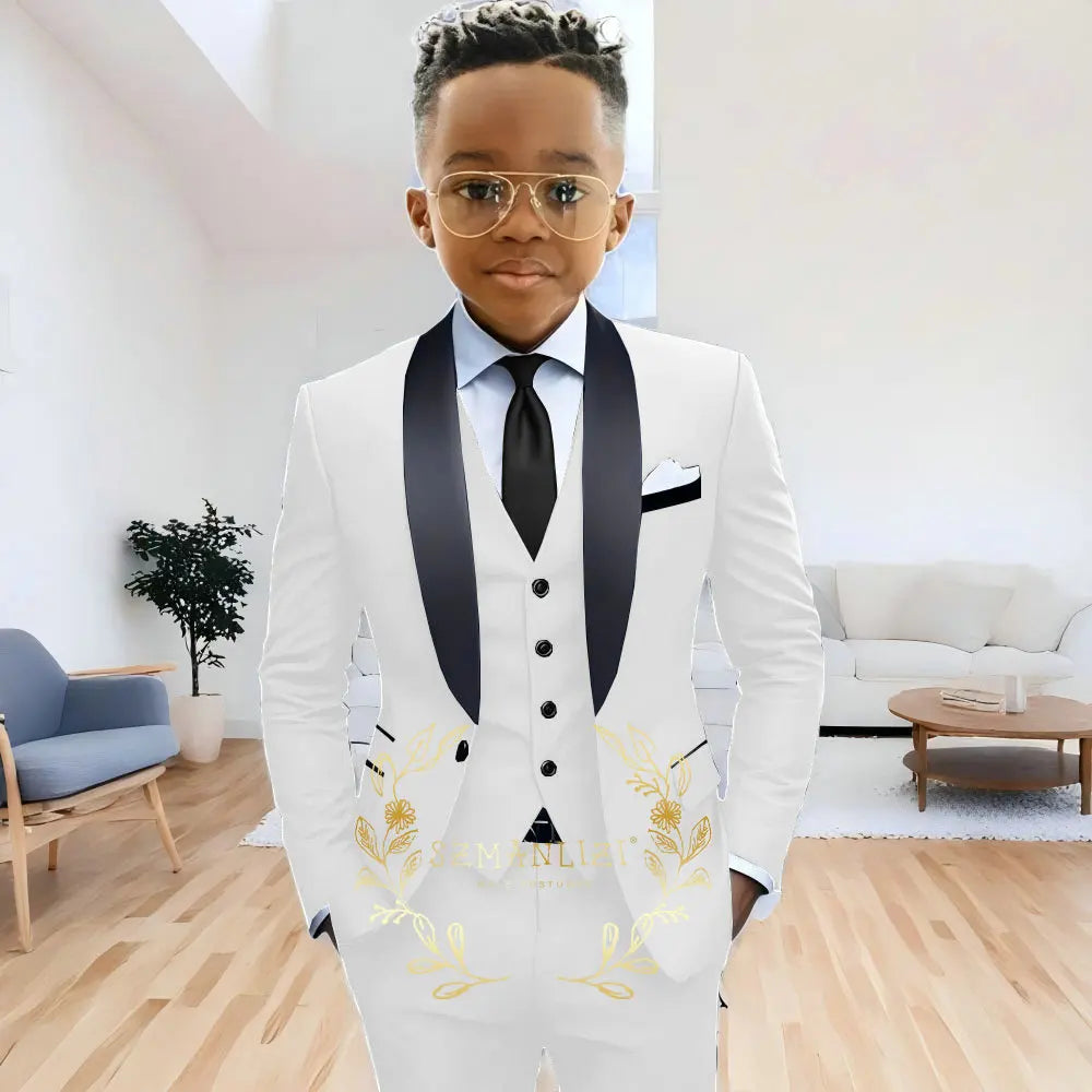 AMEHE Boys’ 3-Piece Navy Blue Formal Suit