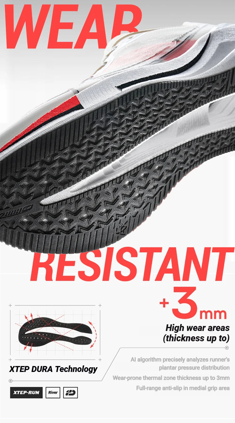 XTEP 2000KM 5.0 Running Shoes – Lightweight Cushioned Durable Sneakers for Jogging, Walking, Training & Everyday Wear (Wear-Resistant Performance Shoe)