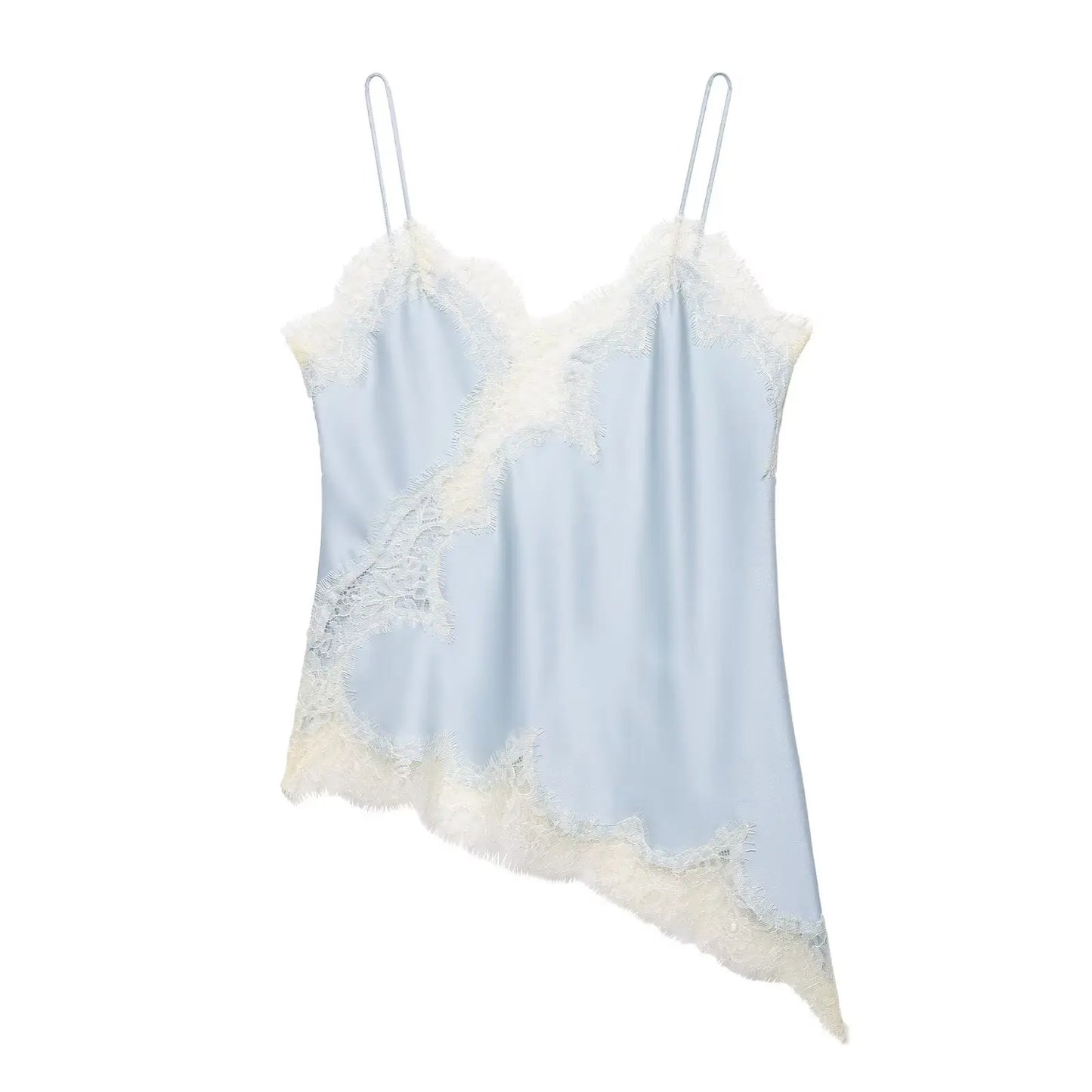 AMEHE Women's Asymmetrical Lace Backless Off-Shoulder Camisole Top