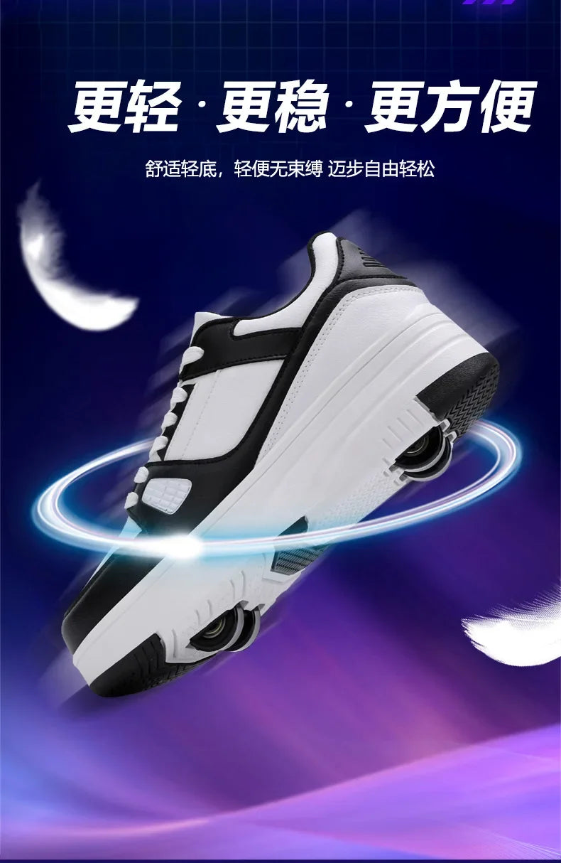 Boys & Girls 4-Wheel Skate Sneakers – Fashionable & Fun