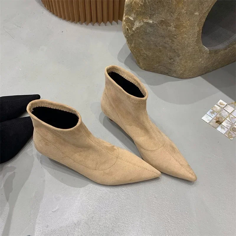 Ladies’ Fashion Ankle Boots – Solid Color, Back Zipper