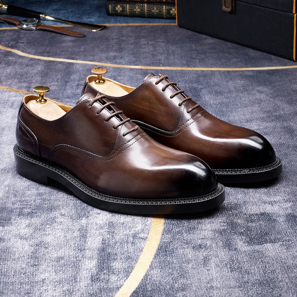 Men’s Formal Office Shoes – Solid Color Oxford Leather