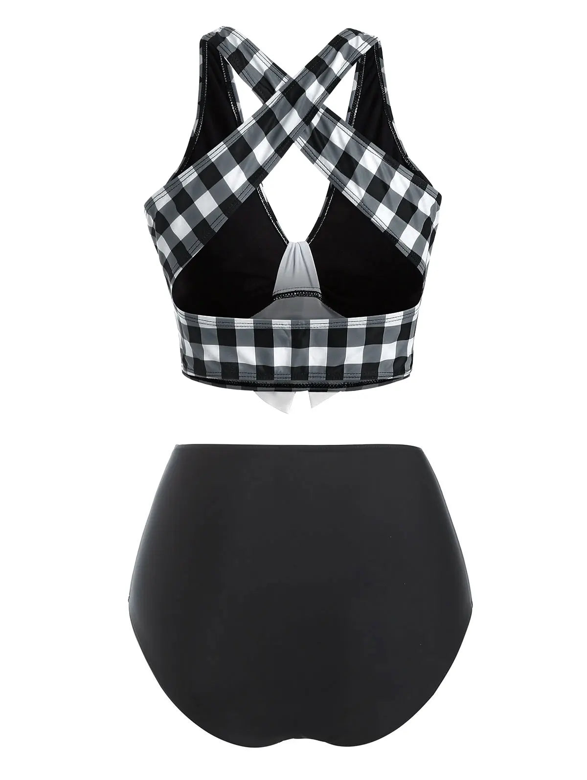 AMEHE Women's Plaid Tummy Control Tankini Swimsuit