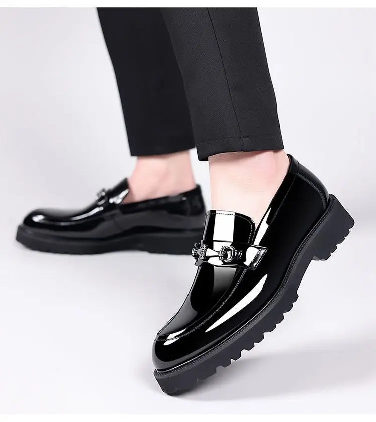 Classic Men’s Office Shoes – Shiny Round-Toe Dress Shoes