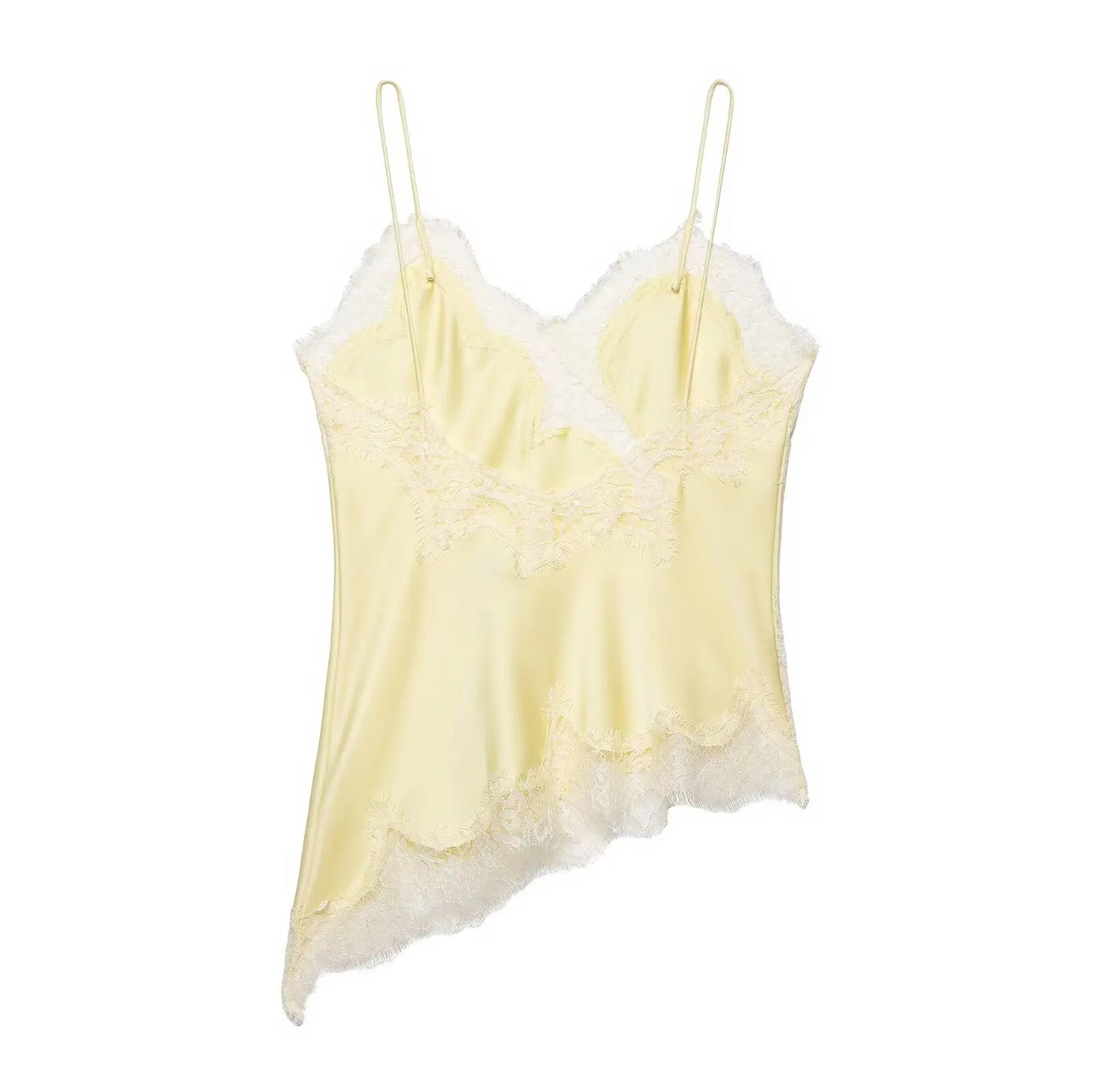 AMEHE Women's Asymmetrical Lace Backless Off-Shoulder Camisole Top