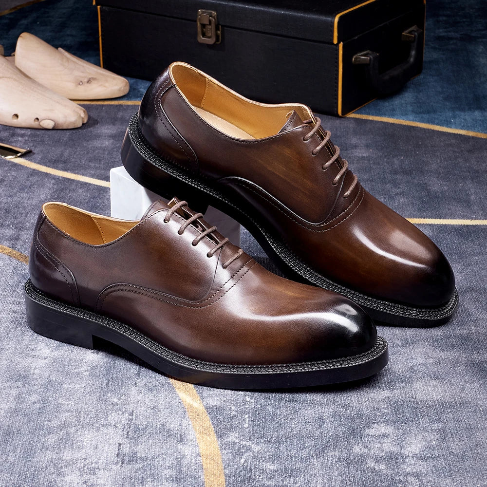 Men’s Formal Office Shoes – Solid Color Oxford Leather