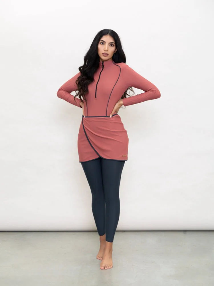 AMEHE Women's Modest Long-Sleeve Burkini Swimwear with Hijab