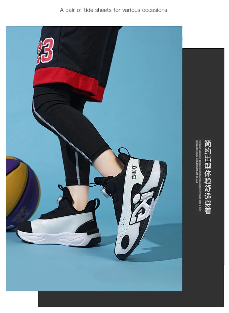 Children’s Youth Basketball Sneakers – Breathable Leather Footwear