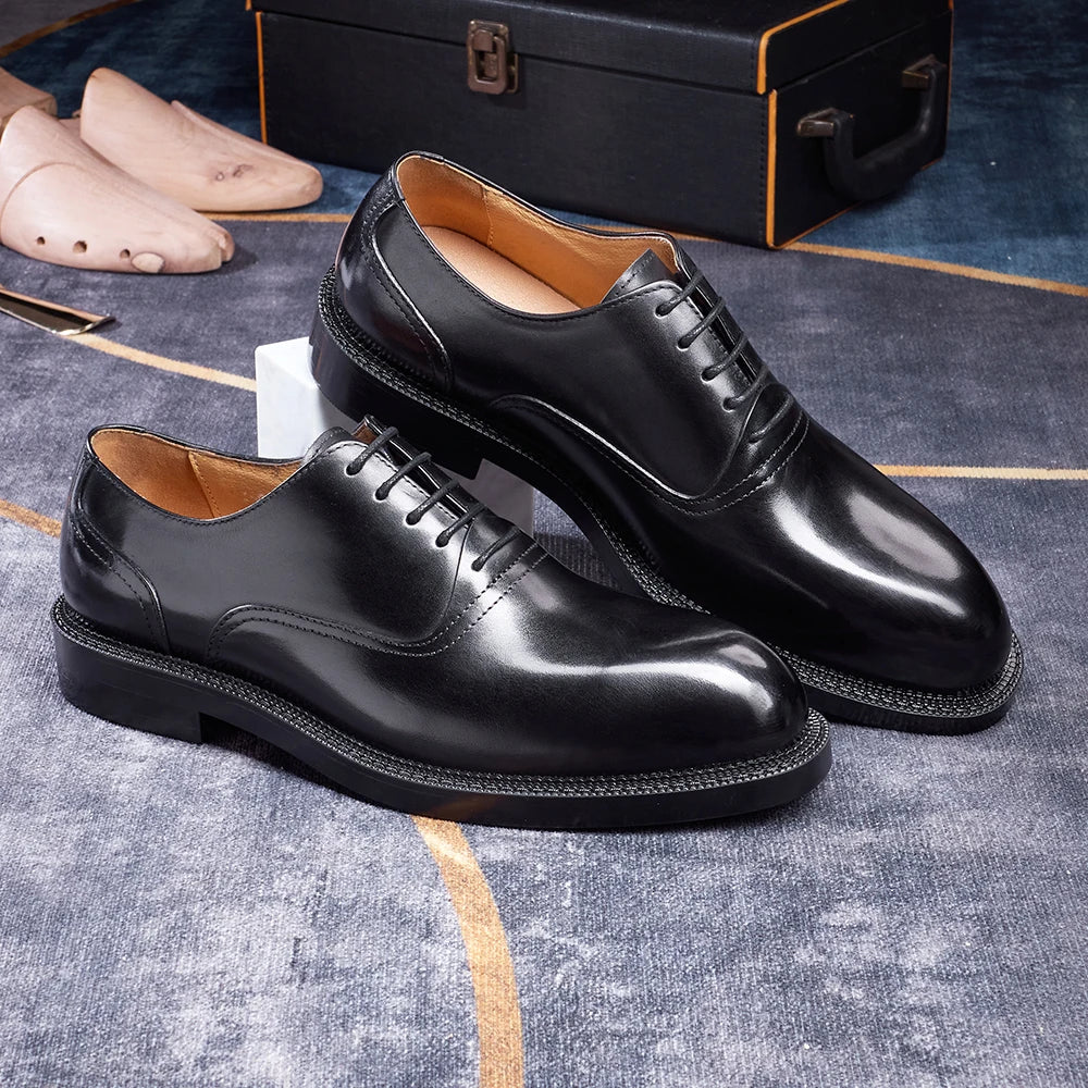 Men’s Formal Office Shoes – Solid Color Oxford Leather