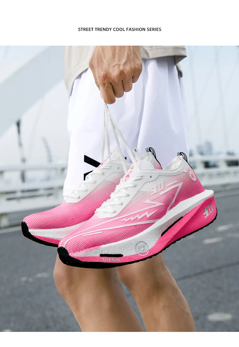 Carbon Plate Running Shoes – Lightweight Breathable Marathon Sneakers for Men & Women, Non-Slip Athletic Training Shoes