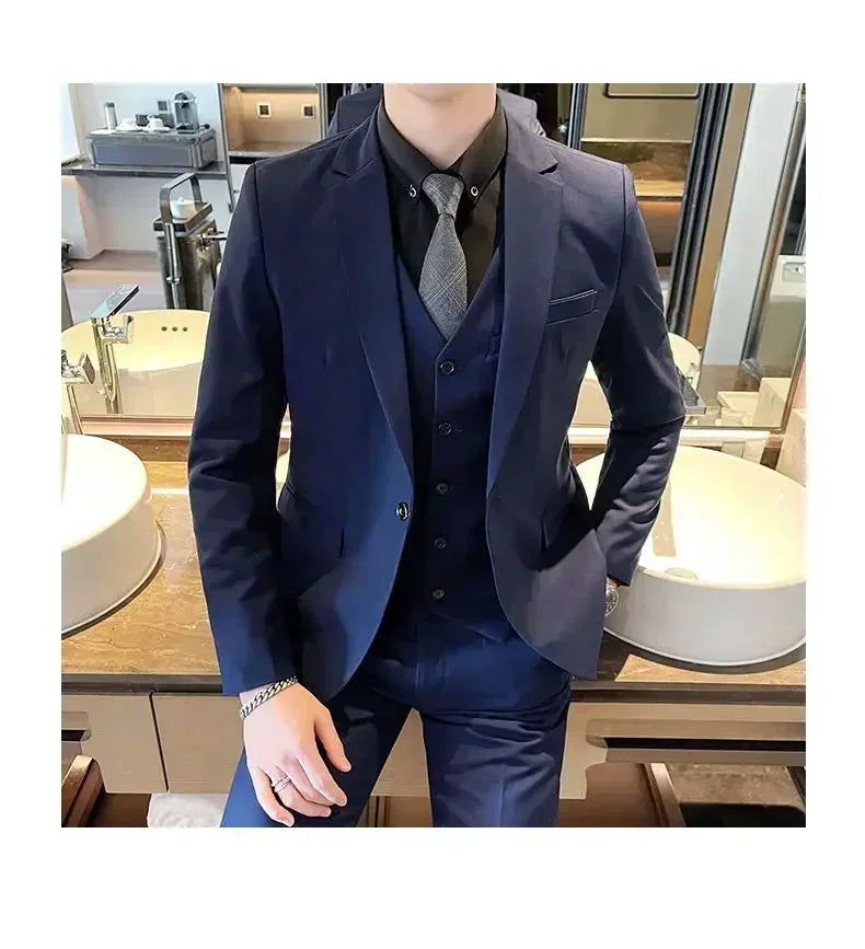 AMEHE Men’s Fashion 3-Piece Business & Formal Suit (S–9XL)
