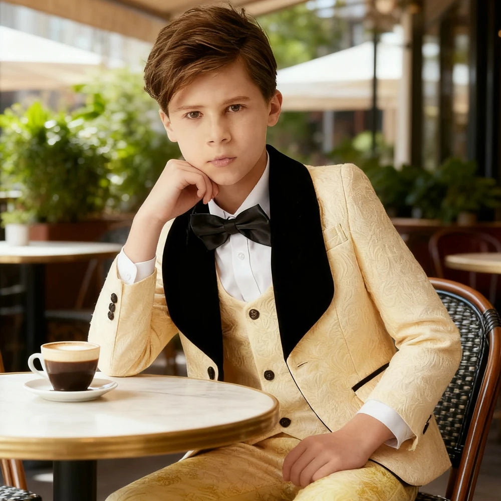 AMEHE Boys’ Luxury White Formal Suit