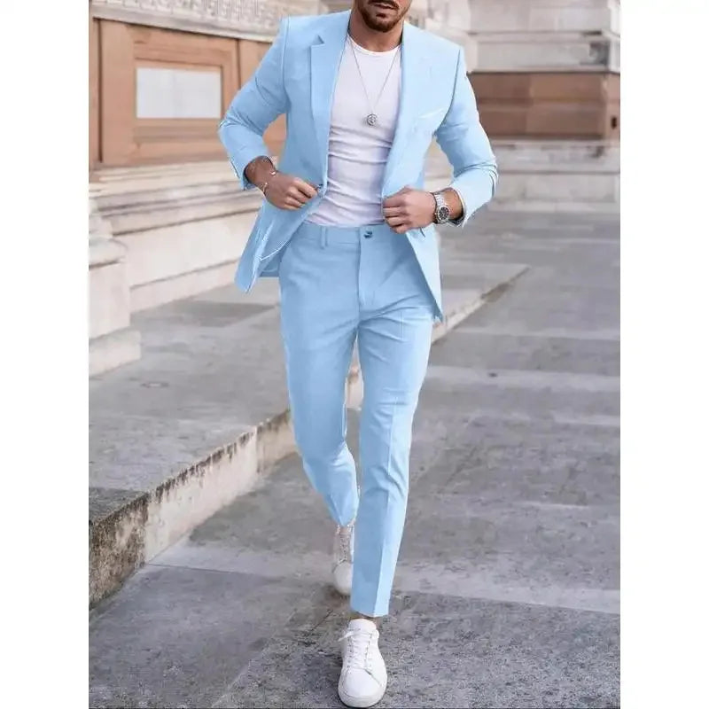 AMEHE Men’s Slim 2-Piece Formal Suit – Spring to Winter