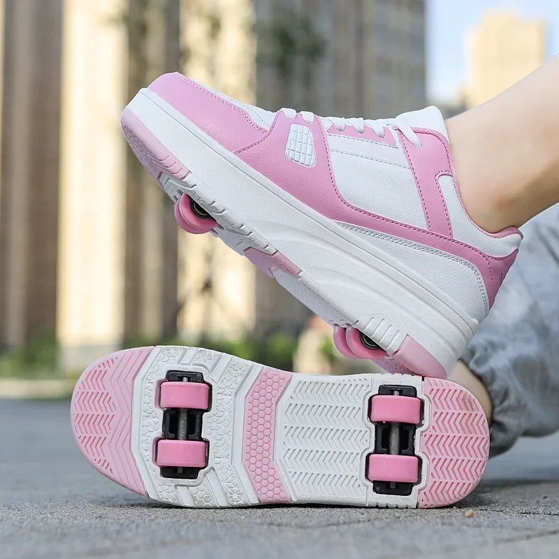 Boys & Girls 4-Wheel Skate Sneakers – Fashionable & Fun