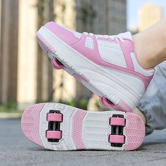 Boys & Girls 4-Wheel Skate Sneakers – Fashionable & Fun