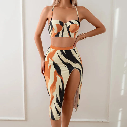 AMEHE High-Waist Push-Up Bikini Set with Beach Dress