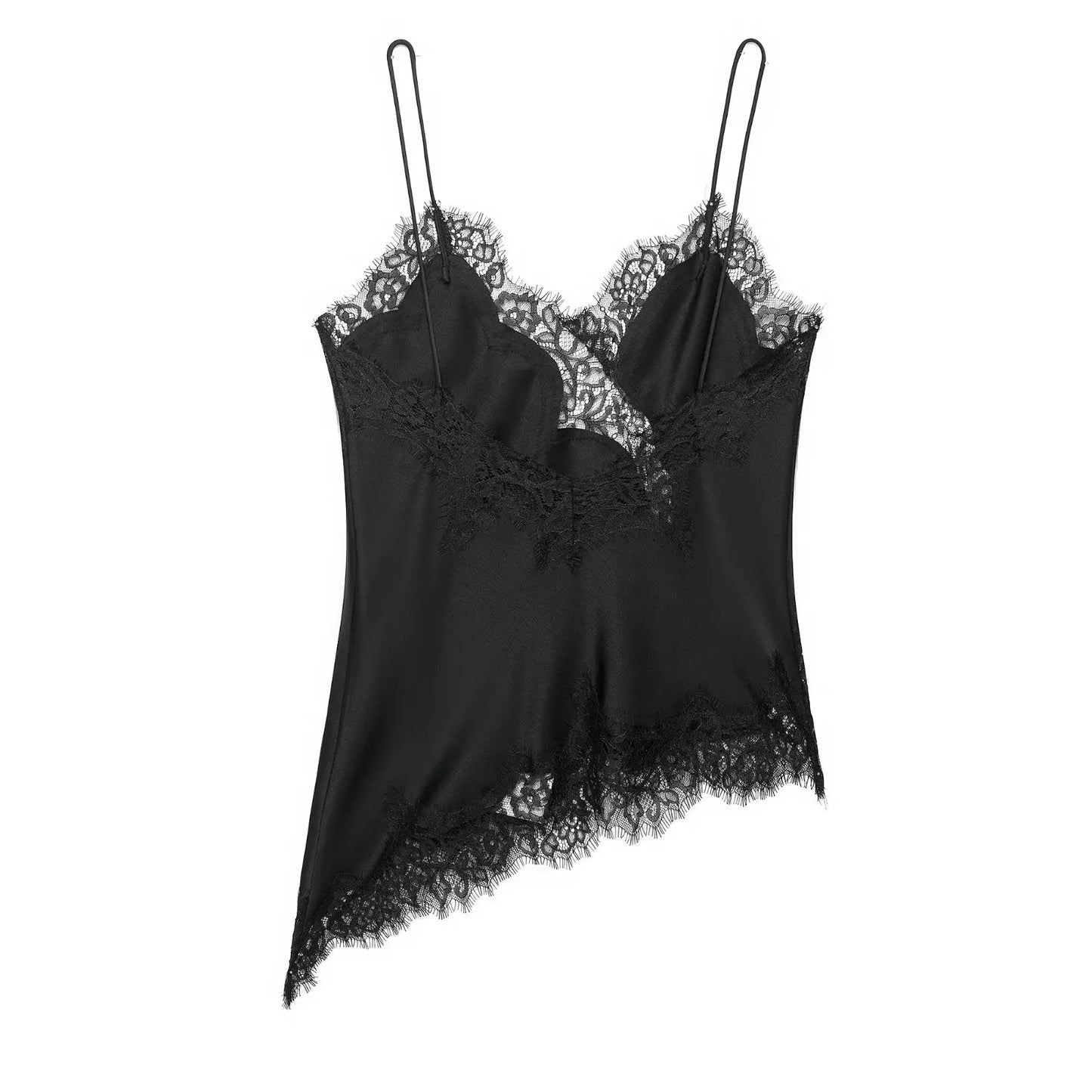 AMEHE Women's Asymmetrical Lace Backless Off-Shoulder Camisole Top