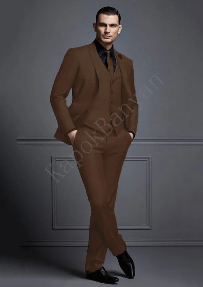 AMEHE Men’s Grey Slim Fit 3-Piece Suit