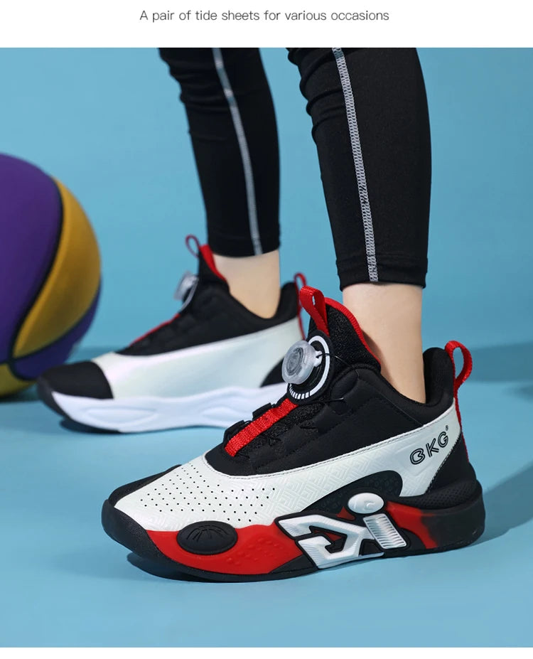 Children’s Youth Basketball Sneakers – Breathable Leather Footwear