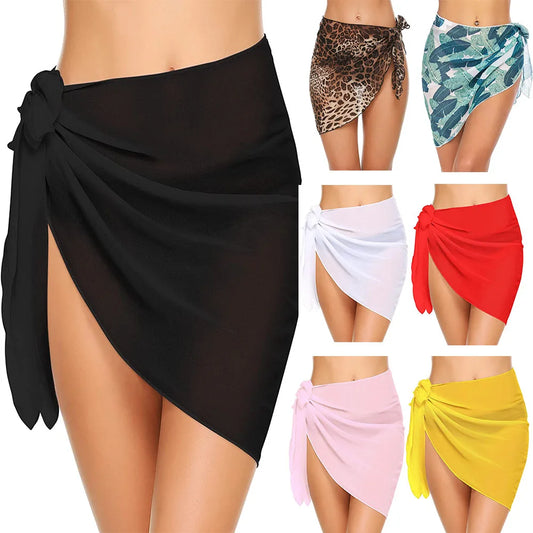 AMEHE Women's Sheer Chiffon Sarong Bikini Cover-Up Skirt