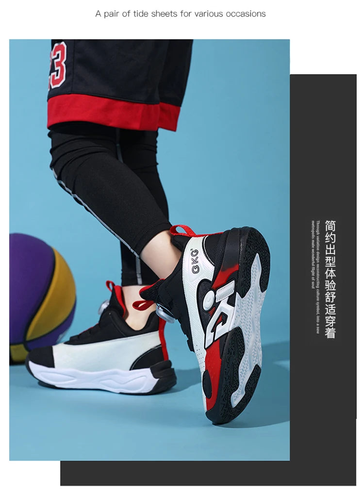 Children’s Youth Basketball Sneakers – Breathable Leather Footwear