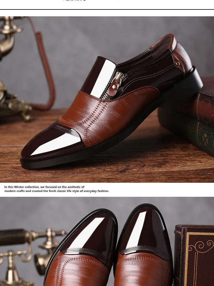 Men’s Business Formal Shoes – Classic Black Oxford Slip-On