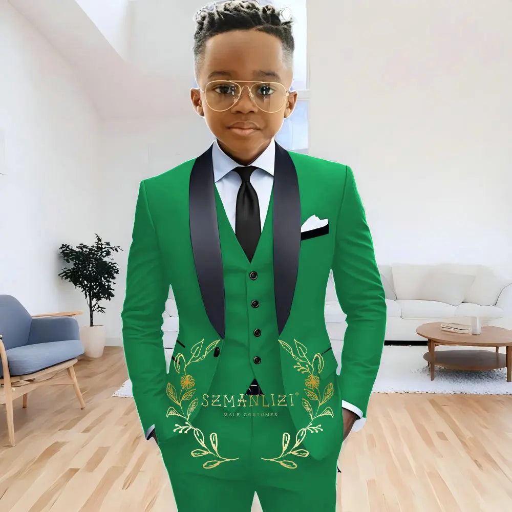 AMEHE Boys’ 3-Piece Navy Blue Formal Suit