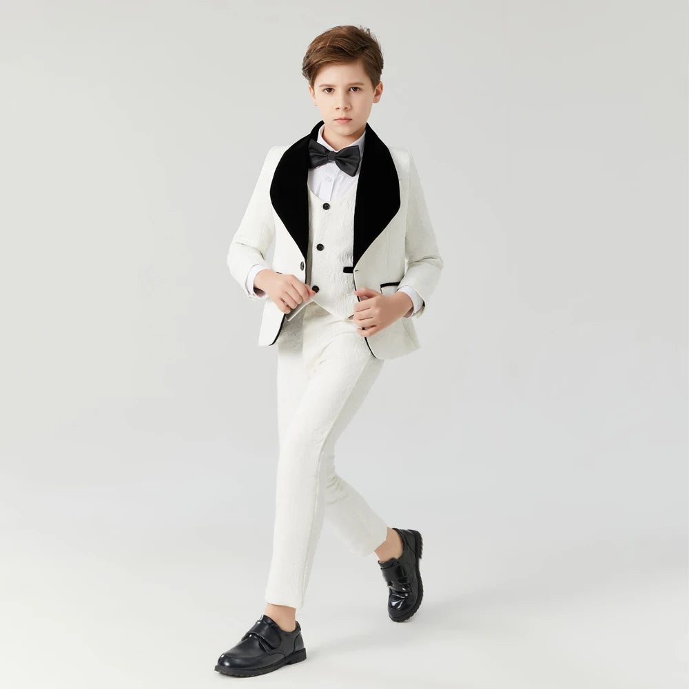 AMEHE Boys’ Luxury White Formal Suit