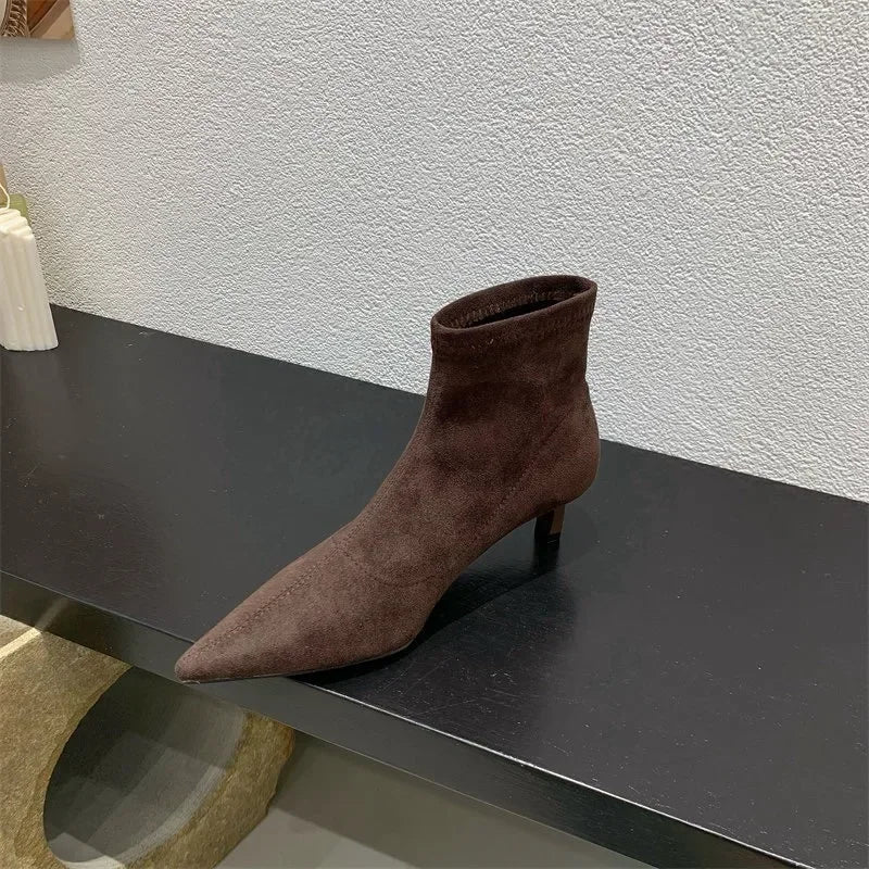Ladies’ Fashion Ankle Boots – Solid Color, Back Zipper