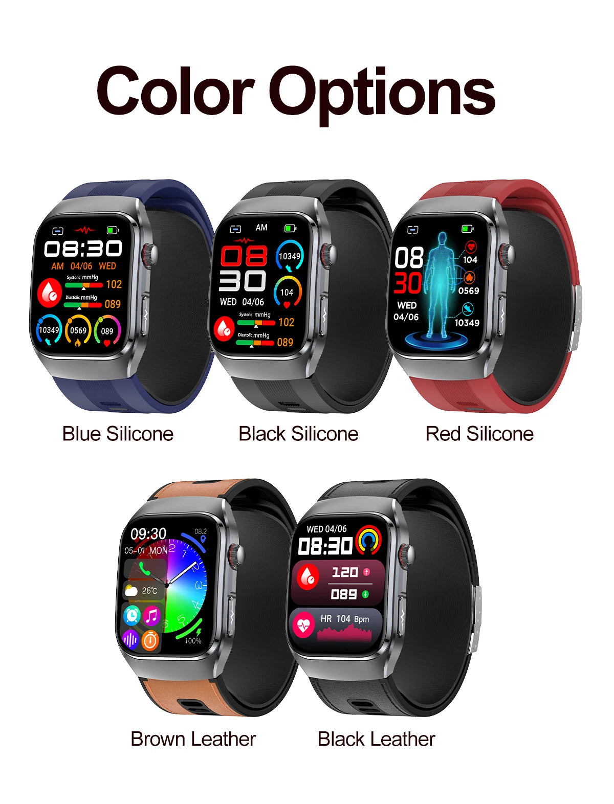 Smart Health Watch with ECG & Blood Pressure Monitoring – AMOLED Fitness Tracker Bracelet