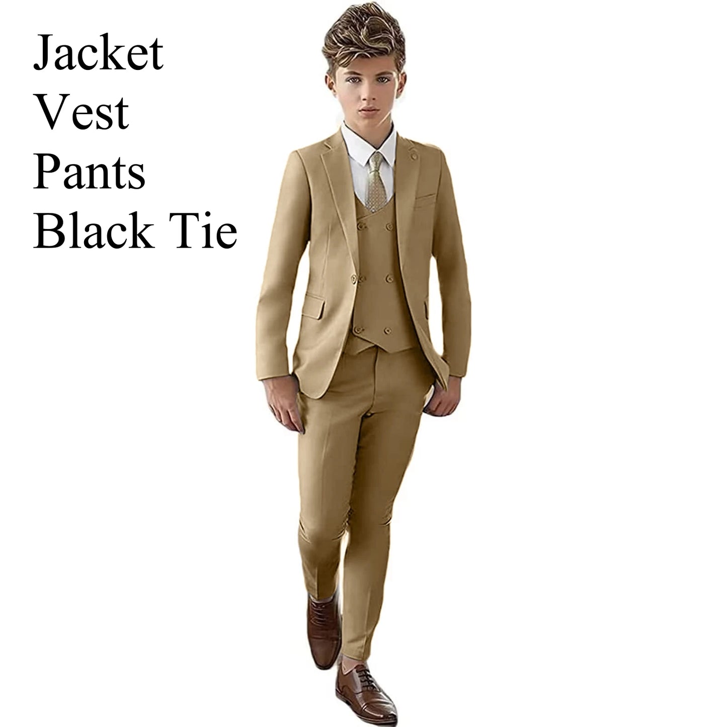 AMEHE Boys’ Paisley 4-Piece Suit – Blazer, Vest & Pants
