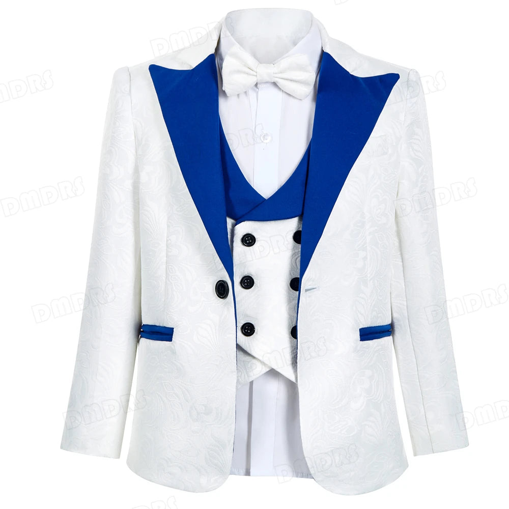 AMEHE Boys’ Paisley 4-Piece Suit – Blazer, Vest & Pants