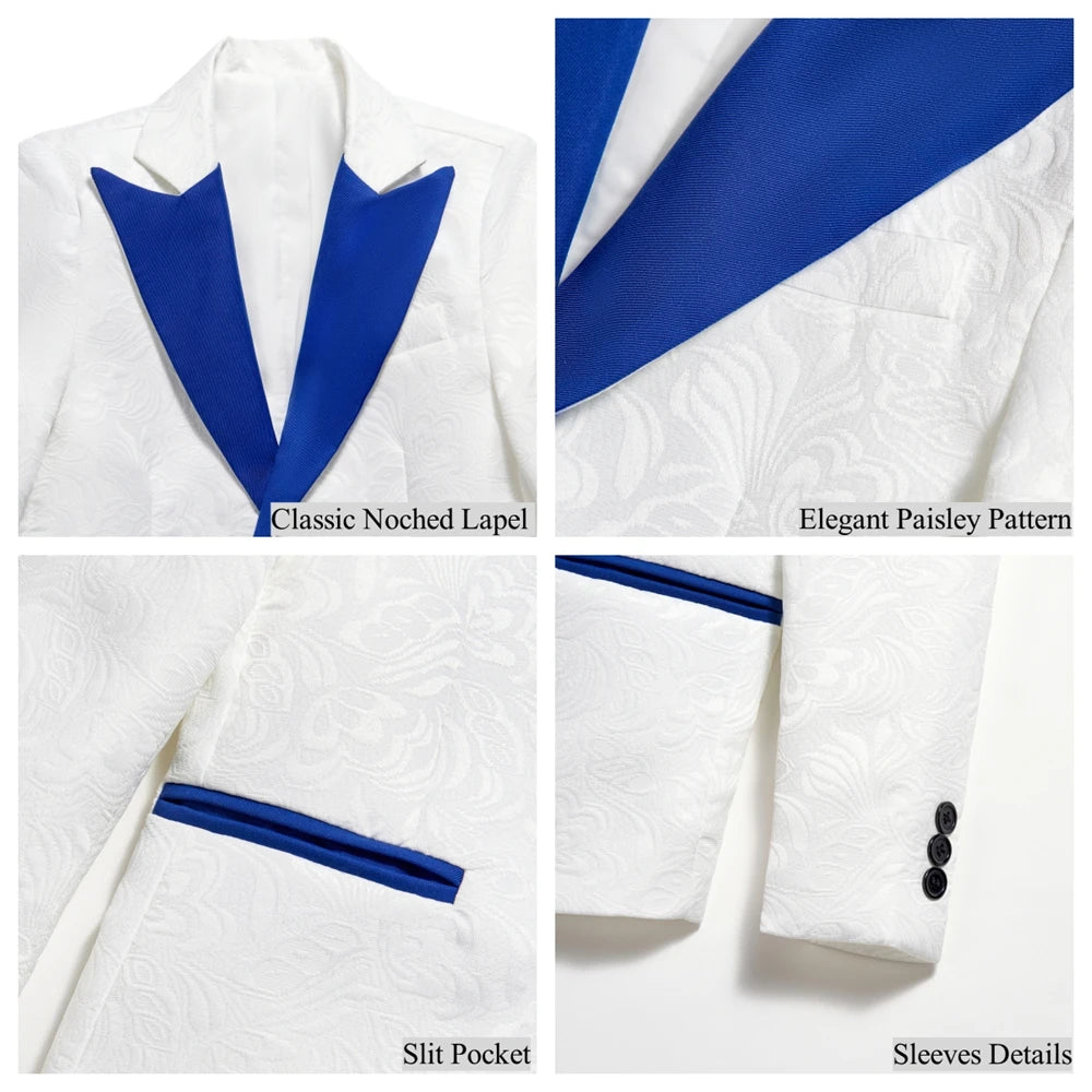 AMEHE Boys’ Paisley 4-Piece Suit – Blazer, Vest & Pants