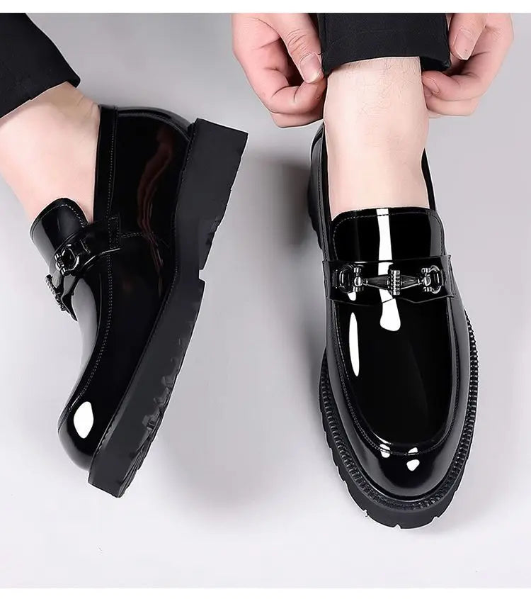 Classic Men’s Office Shoes – Shiny Round-Toe Dress Shoes