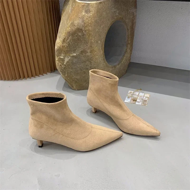 Ladies’ Fashion Ankle Boots – Solid Color, Back Zipper