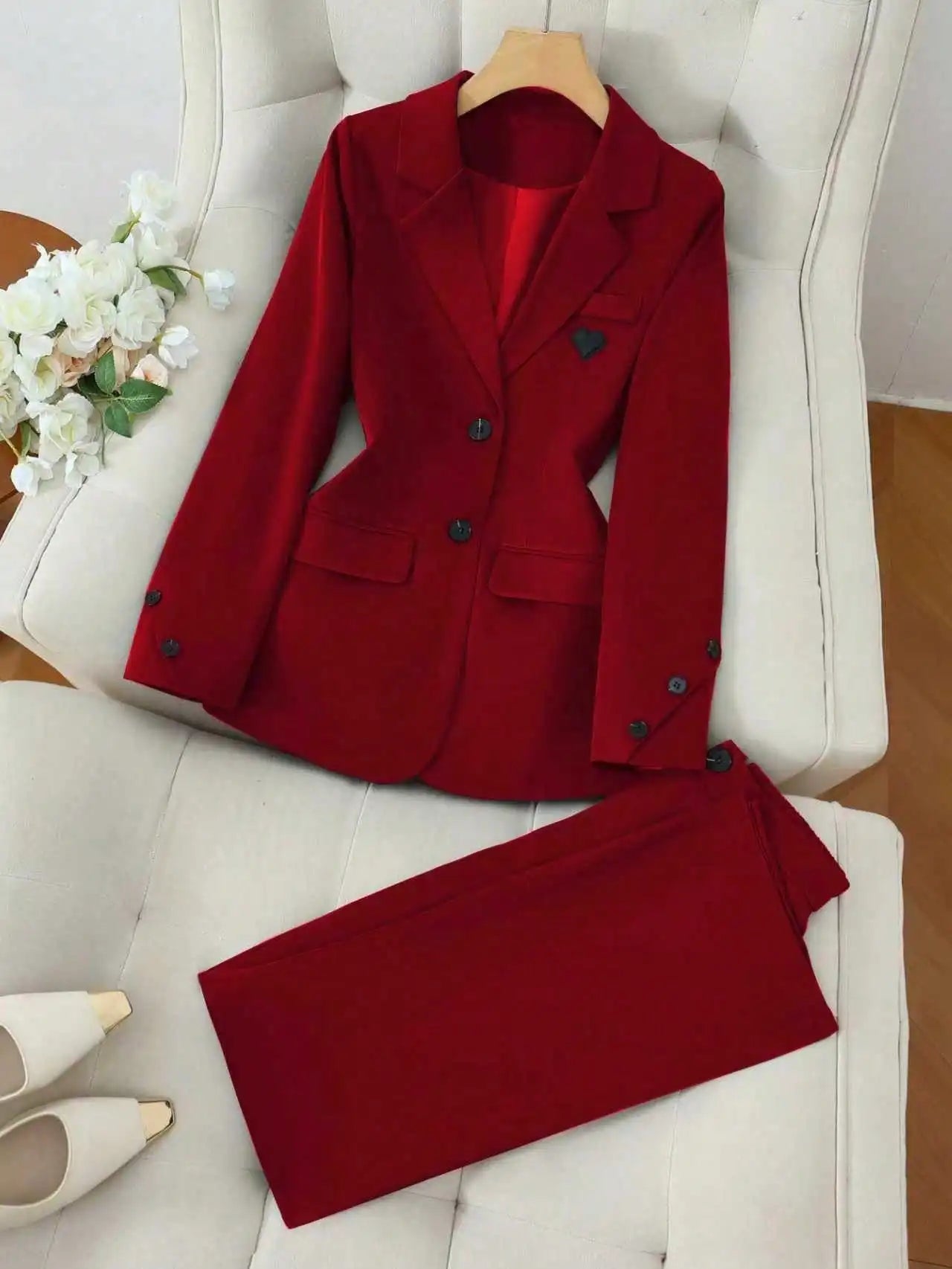 AMEHE Women’s Single-Breasted 2-Piece Suit Set