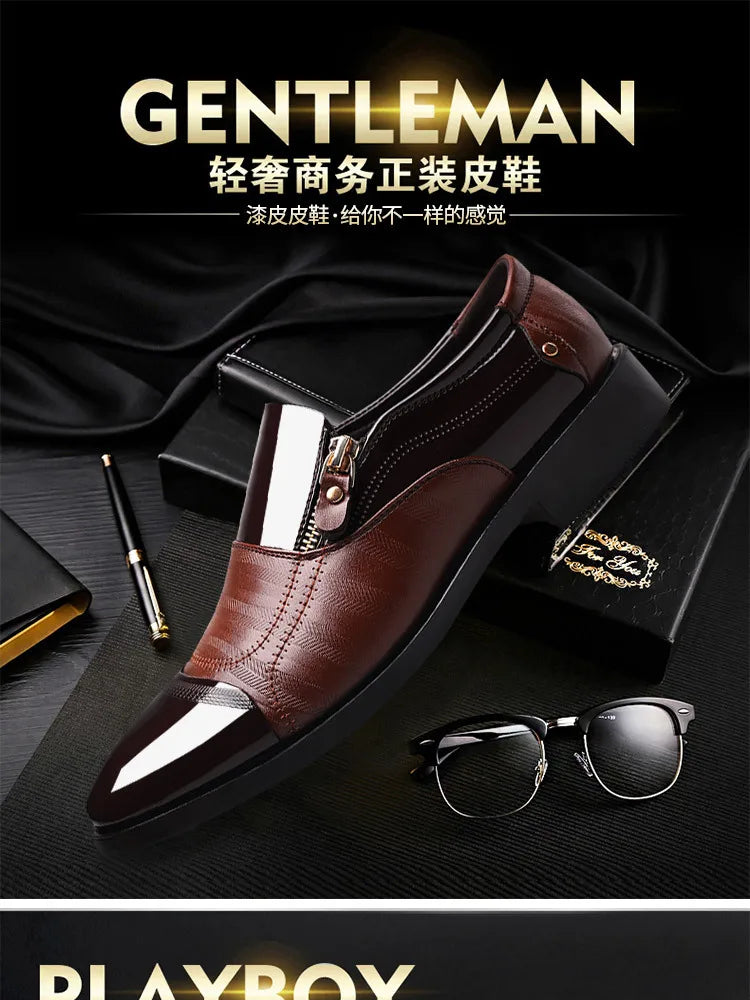 Men’s Business Formal Shoes – Classic Black Oxford Slip-On
