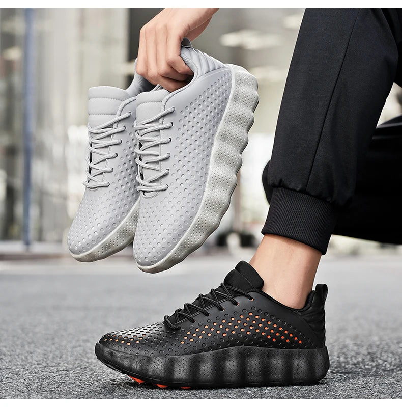 Men’s Cushioned Running Shoes – Breathable Thick Sole Non-Slip Sneakers