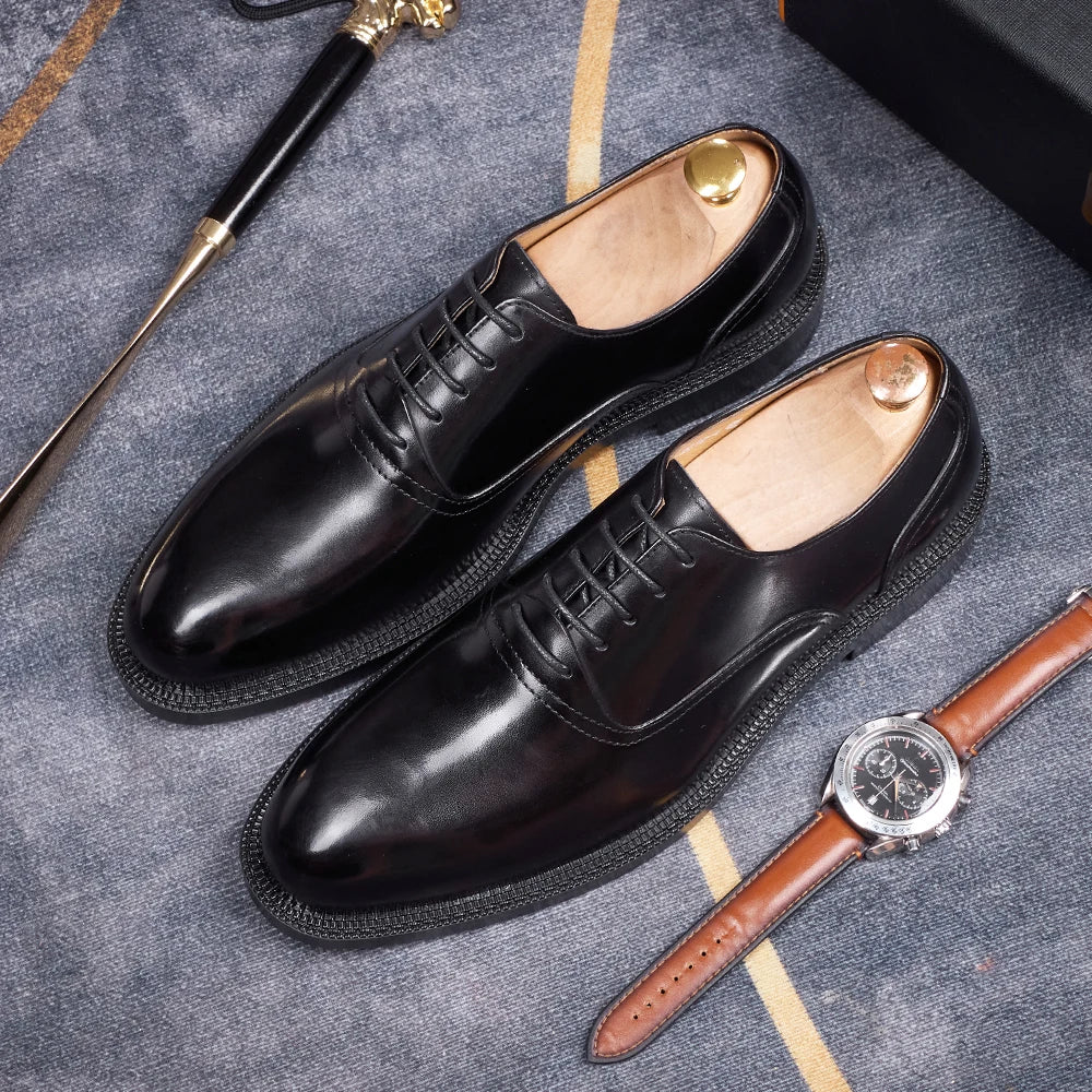 Men’s Formal Office Shoes – Solid Color Oxford Leather