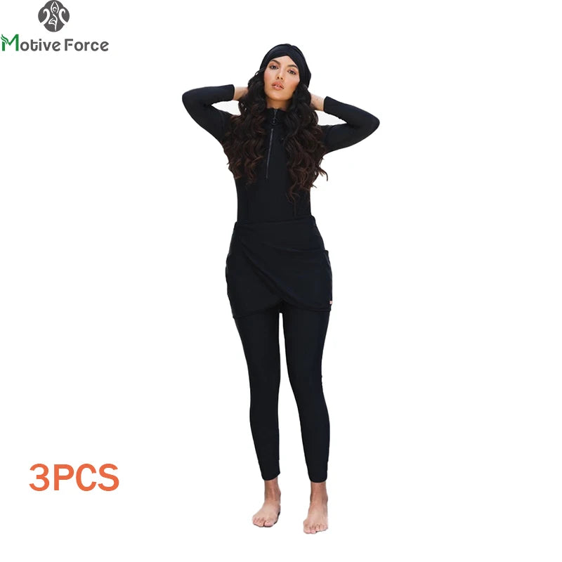 AMEHE Women's Modest Long-Sleeve Burkini Swimwear with Hijab