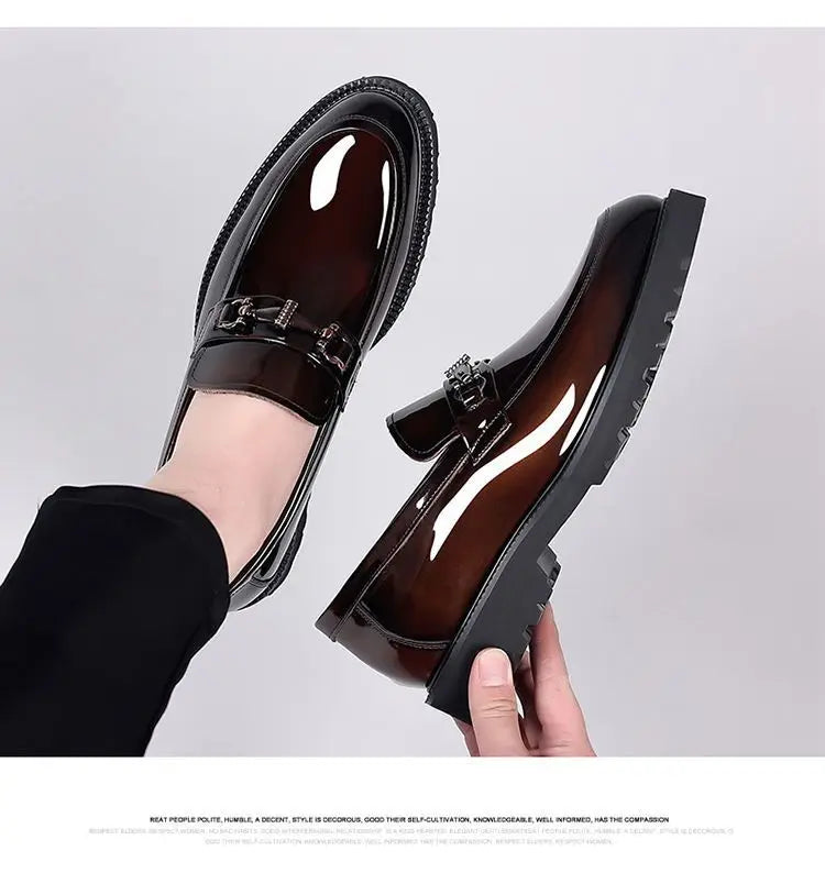 Classic Men’s Office Shoes – Shiny Round-Toe Dress Shoes