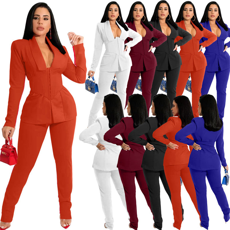 AMEHE Women’s 2-Piece Office Outfit – Corset Blazer & Pants