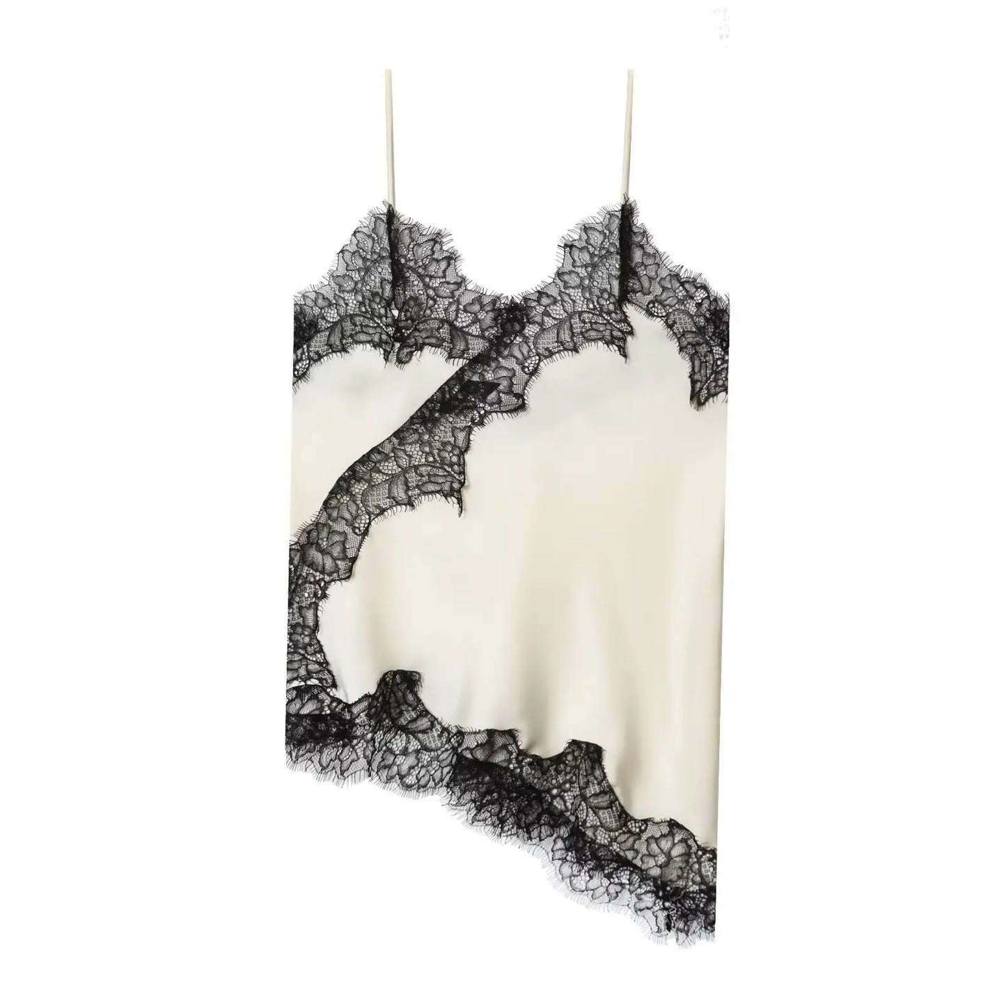 AMEHE Women's Asymmetrical Lace Backless Off-Shoulder Camisole Top