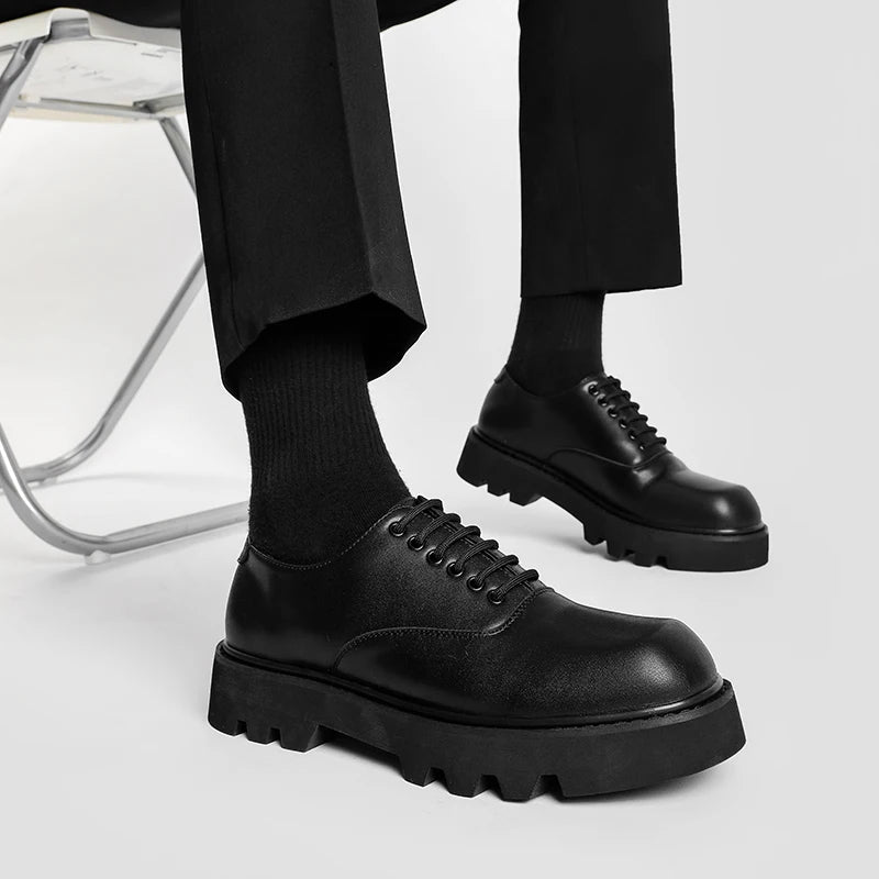 Men’s Summer Business Shoes – Solid Color Leather Low-Tops