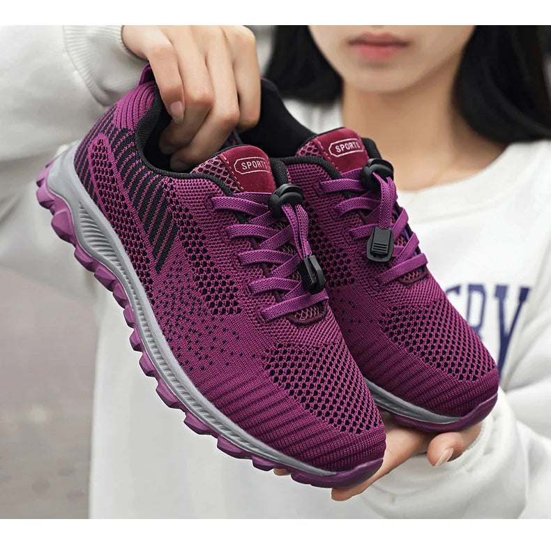 Women’s Platform Lace-Up Sneakers – Casual Running & Vulcanized Shoes