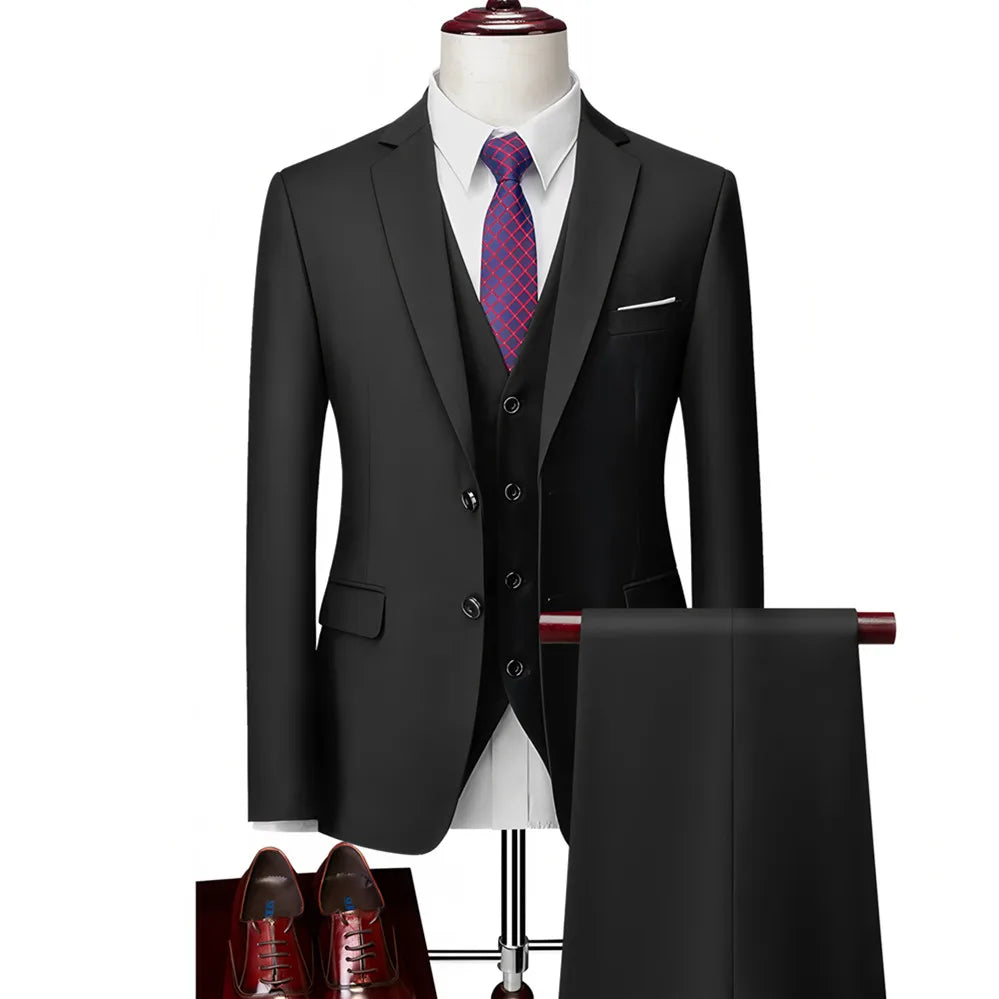 AMEHE Men’s Luxury 3-Piece Business & Formal Suit