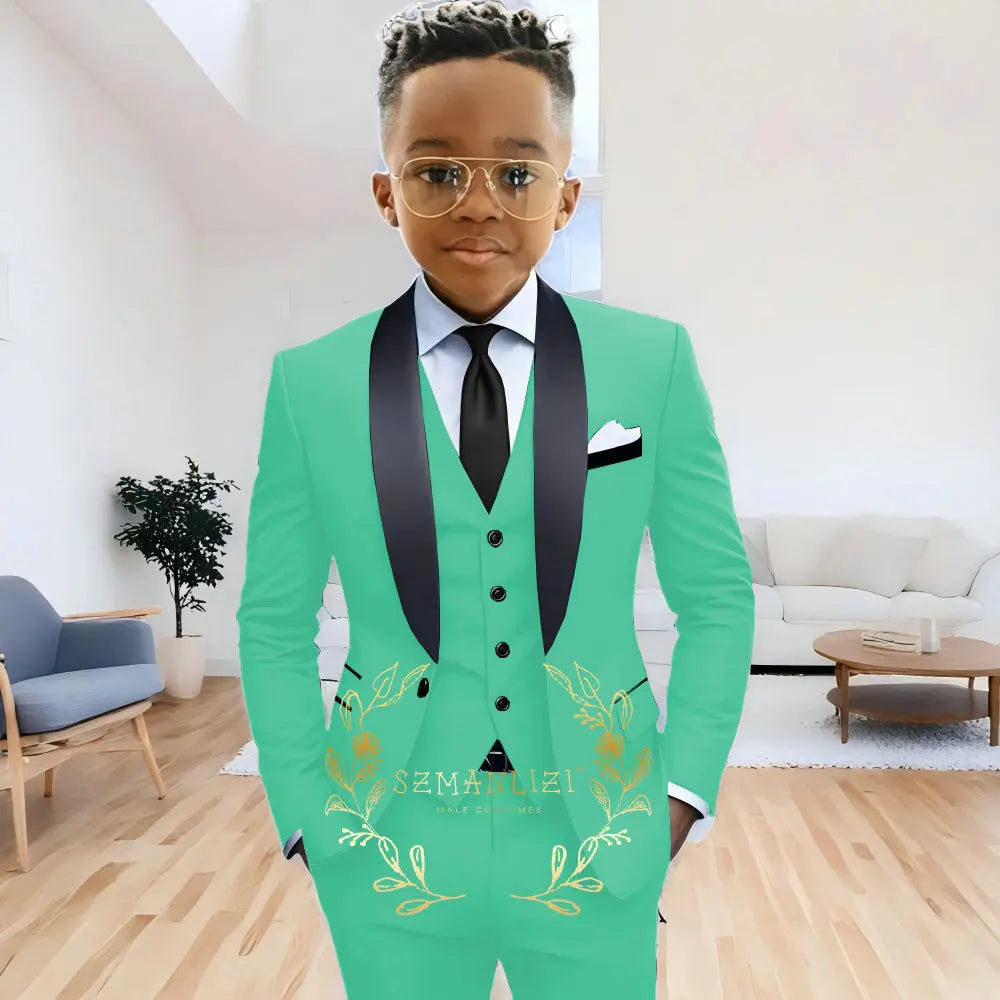 AMEHE Boys’ 3-Piece Navy Blue Formal Suit