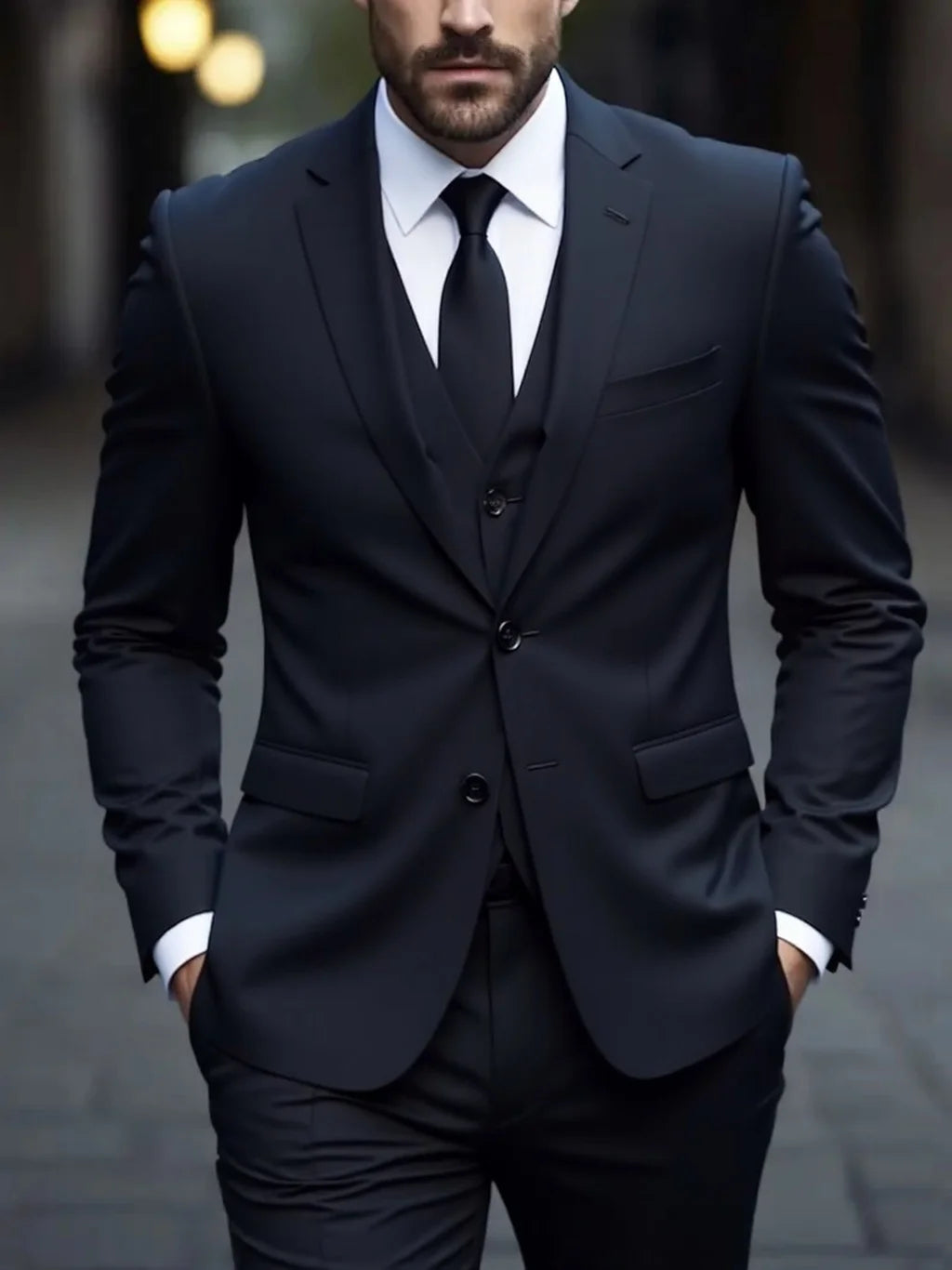 AMEHE Men’s White Anti-Stick, No-Iron 3-Piece Suit