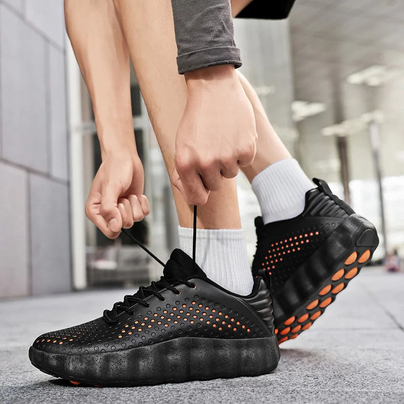 Men’s Cushioned Running Shoes – Breathable Thick Sole Non-Slip Sneakers